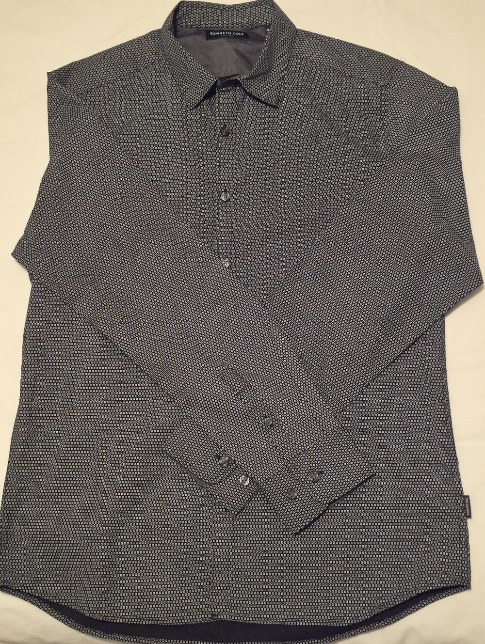 Kenneth Cole Men's Black Micro Dot Long-Sleeve Dress Shirt